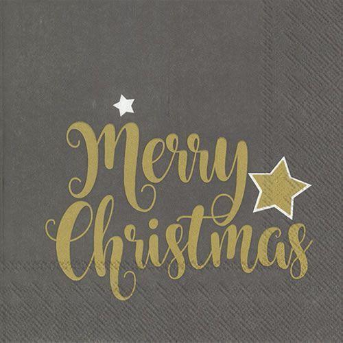 Grey Gold Logo - Shiny Merry Christmas grey & gold napkins