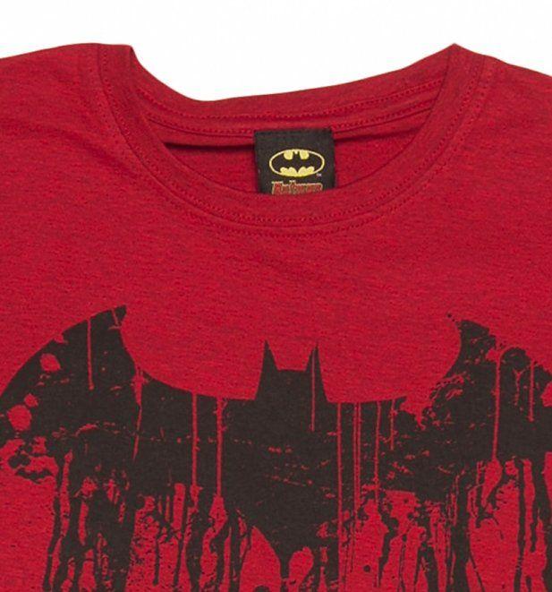 Graffiti Superhero Logo - Women's Red Batman Graffiti Logo T-Shirt