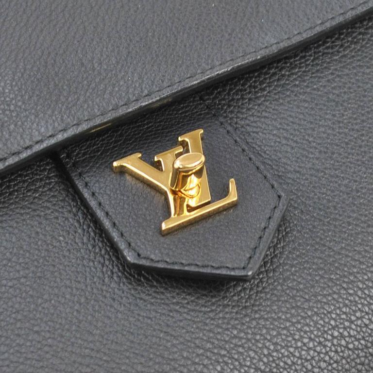 Gray and Gold Logo - Louis Vuitton Ltd Edition Black Leather Gold Logo Top Handle Tote ...