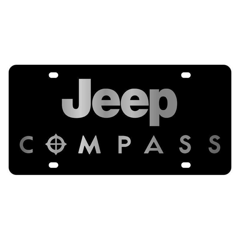 Jeep Compass Logo - Eurosport Daytona 3487-1 MOPAR Black License Plate w Silver Jeep ...