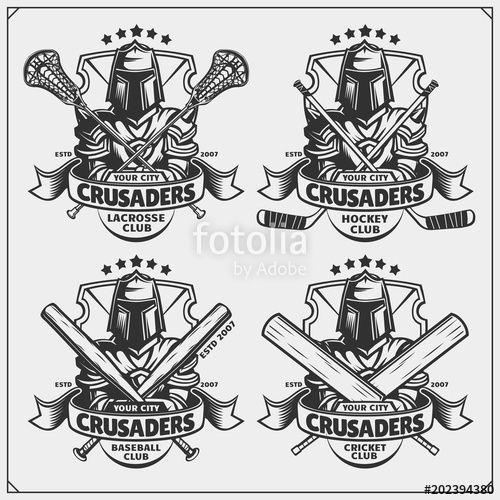 Crusaders Baseball Logo - Cricket, baseball, lacrosse and hockey logos and labels. Sport club ...