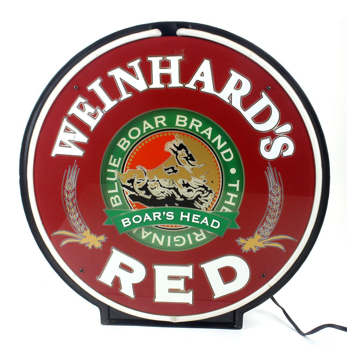 Red Boar Head Logo - Weinhard's Red Boars Head Neon Spinner Sign