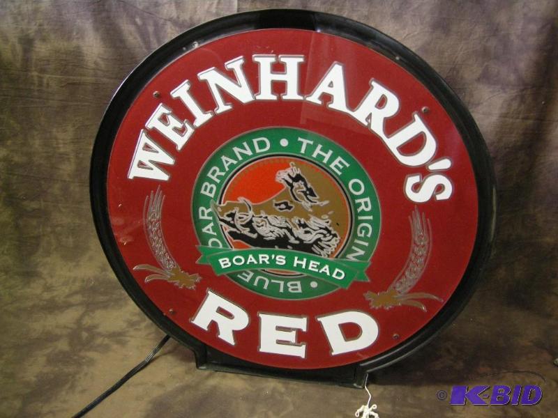 Red Boar Head Logo - Weinhard's Red Boar's Head plastic light-up rotation beer sign ...