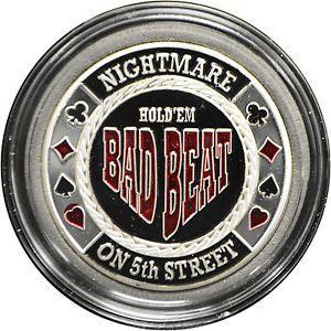 Bad Beat Logo - Casino Poker Card Guard Cover Protector BAD BEAT silver color