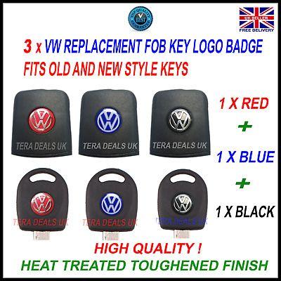 Red and Blue U Logo - X VW Remote Key Fob Badge Emblem Sticker Logo Replacement 14Mm Red