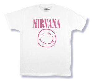 Pink Nirvana Logo - Nirvana Pink Smiley Logo White T Shirt New Official | eBay