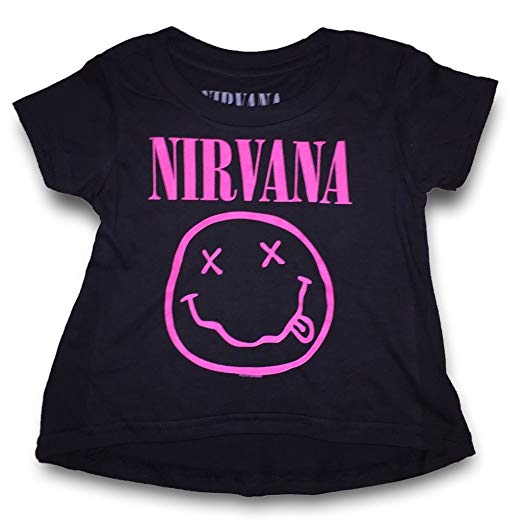 Pink Nirvana Logo - Amazon.com: FEA Nirvana Baby Girls Pink Smiley Black T-Shirt (12 ...