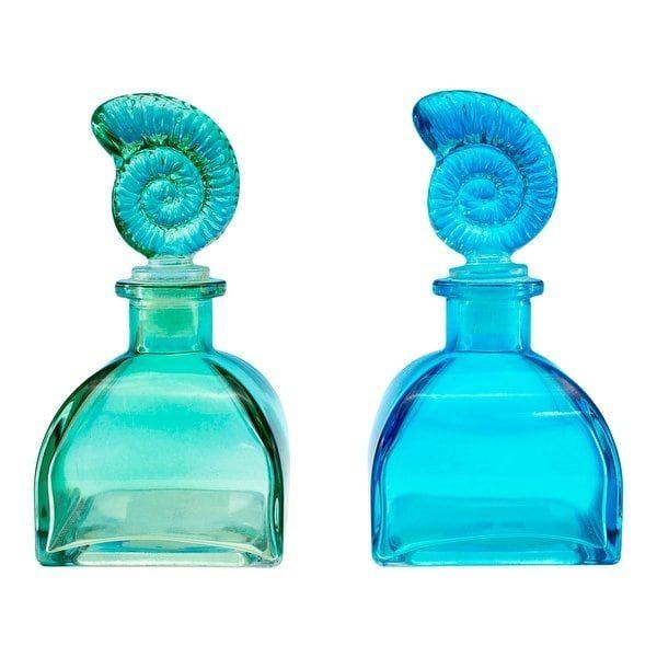 Eye Shape and a Green Square Logo - Shop Ocean Blue Sea Green Square Glass Bottles with Nautilus Shape ...