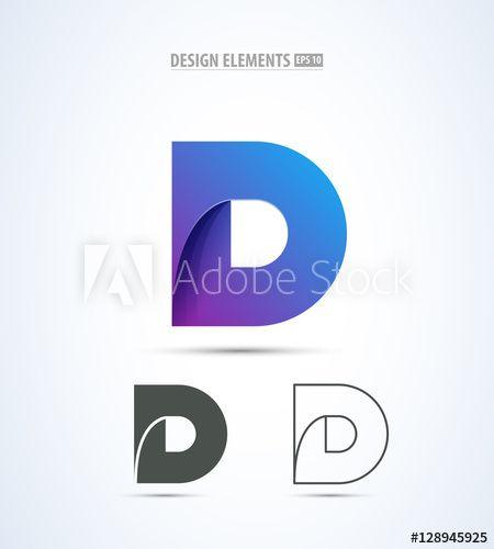Abstract D Logo - Vector abstract letter D logo design concept. Origami paper icon set