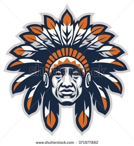 Orange and Blue Indian Logo - Indian head mascot | Logos | Mascot design, Logo design, Logos