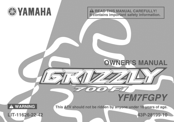 Yamaha Grizzly Logo - 2008 Yamaha Grizzly 700 EFI Owner Manual - Download Manuals & ...