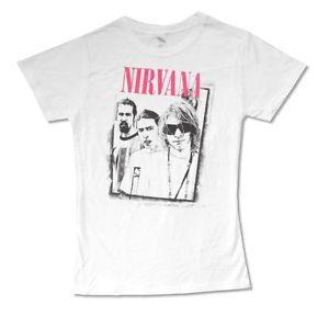 Pink Nirvana Logo - Nirvana Sunglasses Pink Logo Girls Juniors White T Shirt New ...