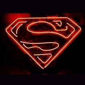 Neon Red Superman Logo - Superman Logo Real Glass Neon Light Sign Fast Ship