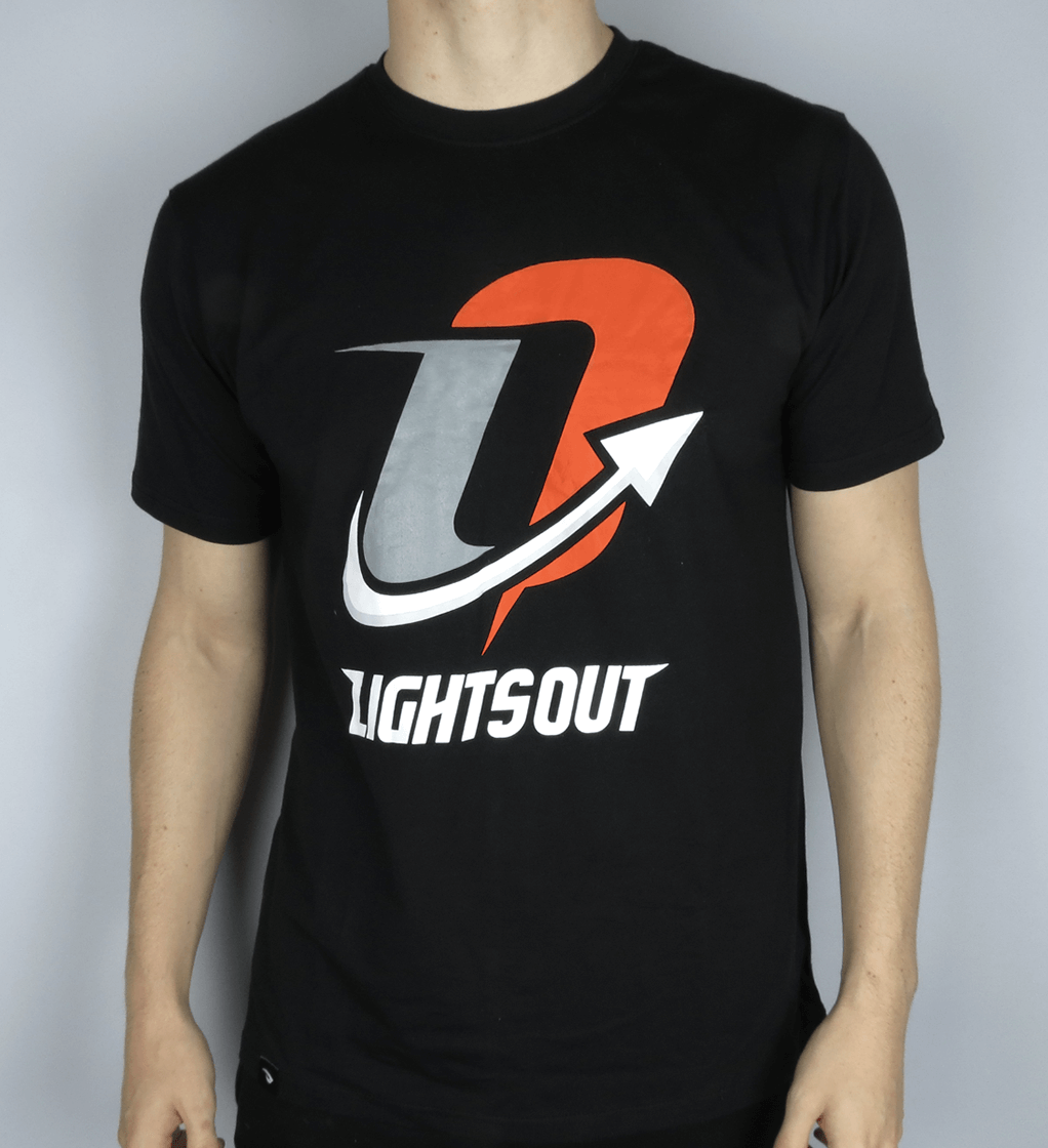 GG Clothing and Apparel Logo - LIGHTS OUT Logo Tee.GG. Esports Apparel Design & Production