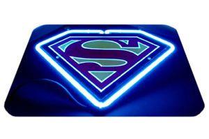 Neon Red Superman Logo - New Superman Red Logo on Blue Neon Bar Mancave Mousepad Good | eBay