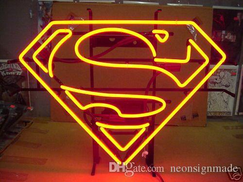 Neon Red Superman Logo - New FOR SUPERMAN LOGO Neon Sign Real Glass Tube Bar Club Room