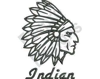 Indian Head Logo - Indian Head Outline Machine Embroidery Design | Etsy