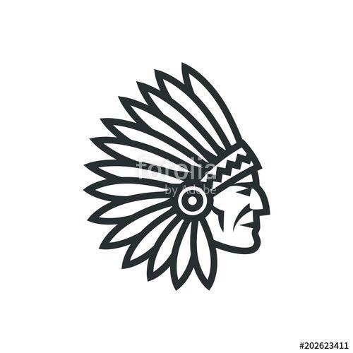 American Indian Logo - American native chief head icon. Indian logo