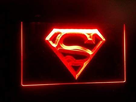 Neon Red Superman Logo - Superman neon sign man cave led night light: Amazon.co.uk: Kitchen
