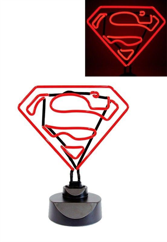 Neon Red Superman Logo - DC Comics Neon Light Superman 23 x 30 cm