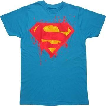 Neon Red Superman Logo - Superman Neon Splatter Logo T Shirt (XS)
