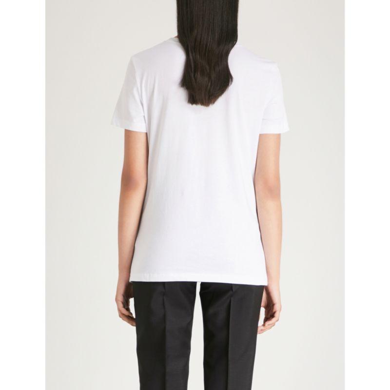 Women Clothing and Apparel Logo - Biggest Discount HELMUT LANG Ba Cotton Jersey T Shirt White