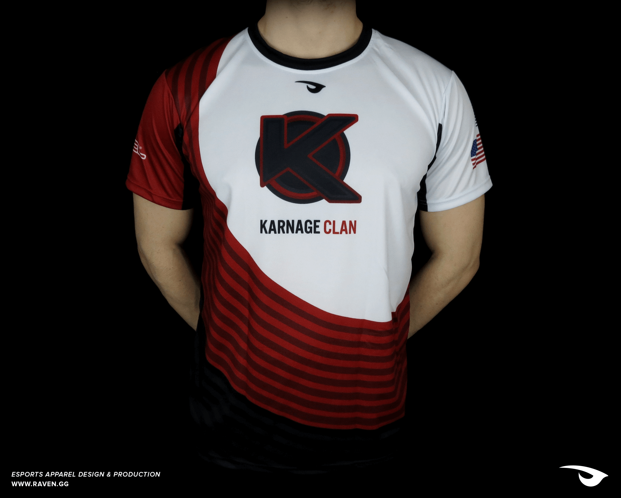 GG Clothing and Apparel Logo - karnage_jersey_shoot - Raven.GG | Esports Apparel Design & Production