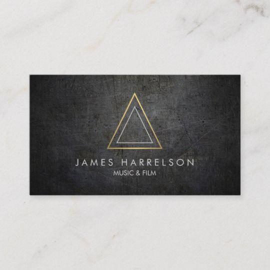 All Triangle Logo - Edgy Faux Gold Triangle Logo on Black Metal Business Card | Zazzle.co.uk