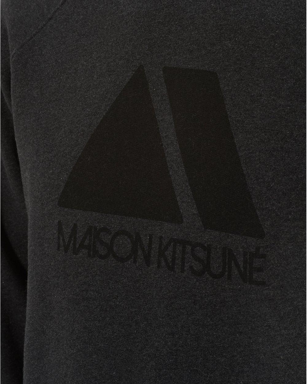 Google Triangle Logo - Maison Kitsune Mens Triangle Logo Sweatshirt, Anthracite Melange Sweat