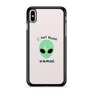 Green Phone Logo - I Dont Believe In Humans Green Alien Face Lush Crescent Moon 2D ...
