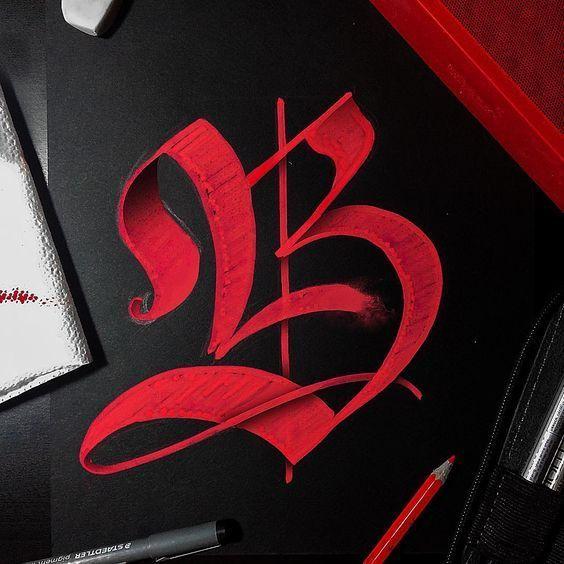 Gothic B Logo - Letter B, red gothic calligraphy. | Ideas | Lettering, Calligraphy ...