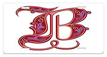 Gothic B Logo - Ambesonne Letter B License Plate, Colorful Mellow Design