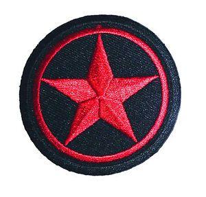 Black and Red Star Logo - Red Star in Black Circle Embroidered iron on patch tattoo rockabilly ...