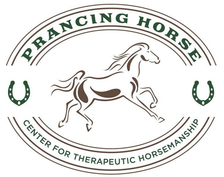 Prancing White Horse Circle Logo - Therapeutic Horseback Riding NC. Prancing Horse Center