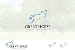 Prancing White Horse Circle Logo - Equestrian Horses ~ Logo Templates ~ Creative Market