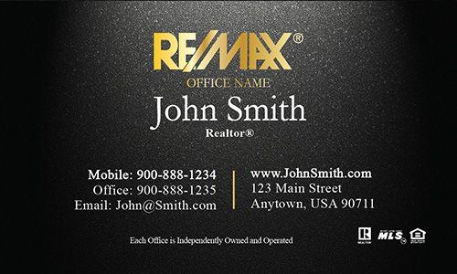 Black Cards Logo - Gold Remax Logo Red Realtor Business Card