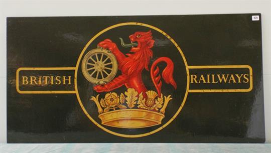 Red Lion with Crown Logo - PAINTED BRITISH RAILWAY SIGN WITH RED LION AND CROWN EMBLEM.