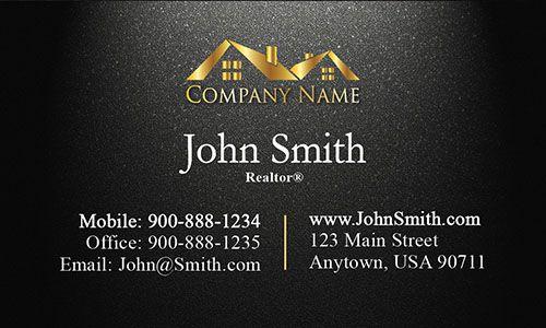 Black Cards Logo - Realty Business Card with Gold Logo - Design #106311