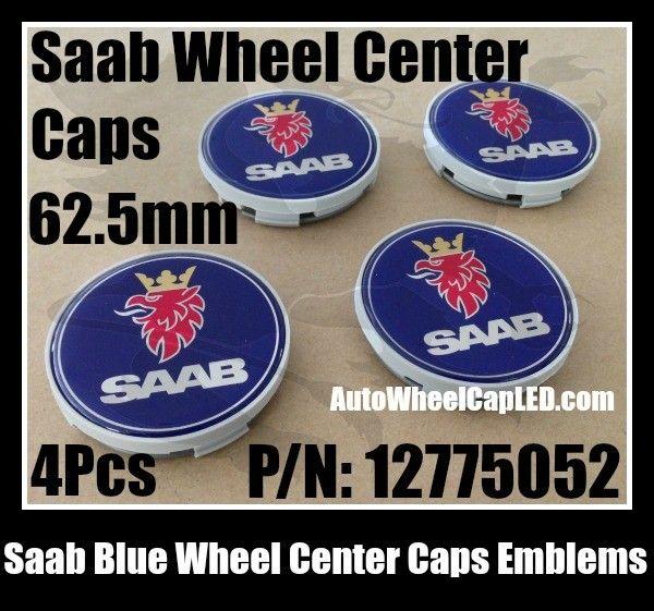Red Lion with Crown Logo - Saab Blue Wheel Center Caps Emblems 62.5mm PN 12775052 Red Lion ...