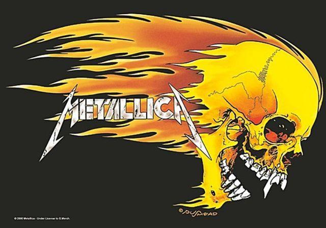 Metallica Skull Logo - Metallica Flaming Skull Band Logo Official Textile Poster 75cm X