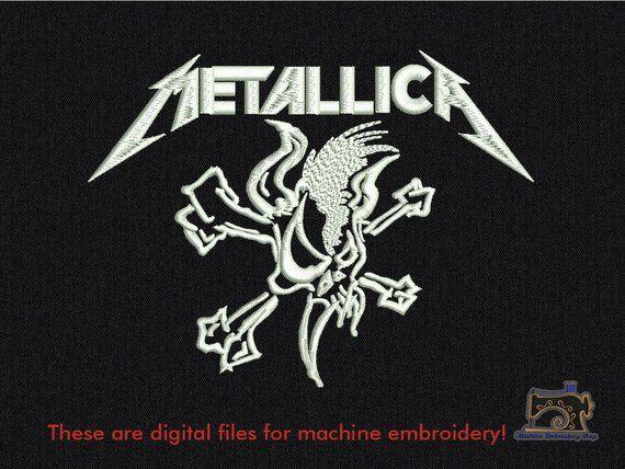 Metallica Skull Logo - Machine embroidery Metallica skull design for instant download