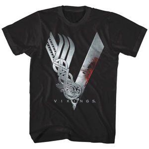 Vikings TV Show Logo - Vikings TV Show Metallic Logo Men's T Shirt Blood Splatter Valhalla ...