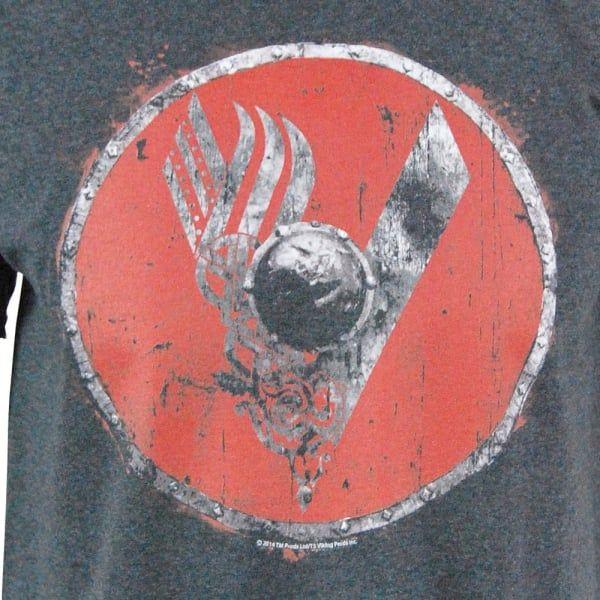 Vikings TV Show Logo - Mens Vikings TV Series Shield Logo Dark Grey T Shirt