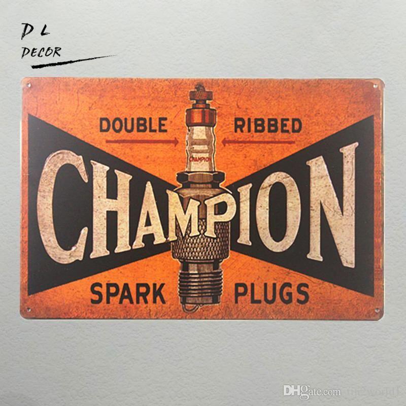 Champion Spark Plug Old Logo - Vintage METAL SIGN Spark Plug Gas Station Sign For Wall Antique