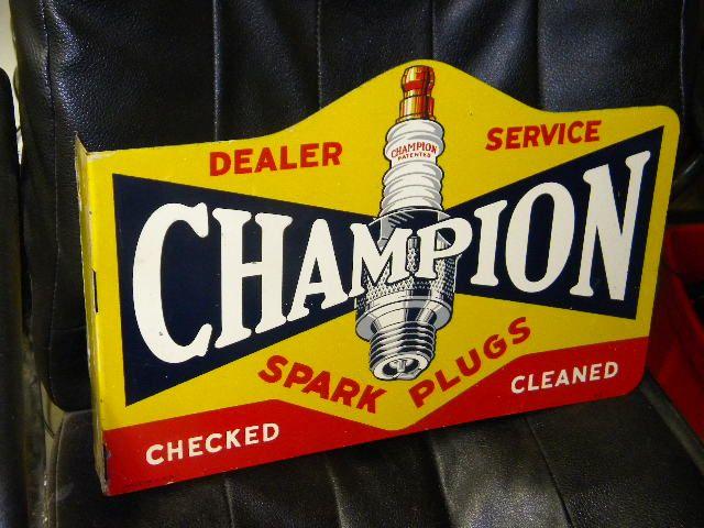 Champion Spark Plug Old Logo - Photo :: $OLD Champion Spark Plugs DST Tin Flange Sign
