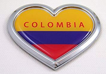Colombian Logo - Car Chrome Decals CBHRT046 Colombia Heart Flag Chrome