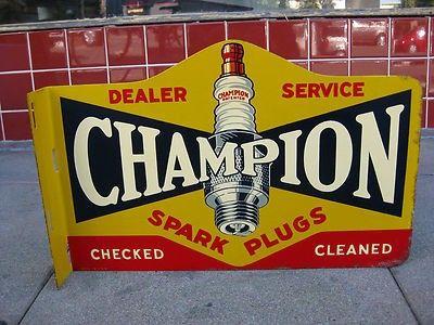 Champion Spark Plug Old Logo - Champion Spark Plugs Dealer Service Flange Porcelain Sign | Antique ...