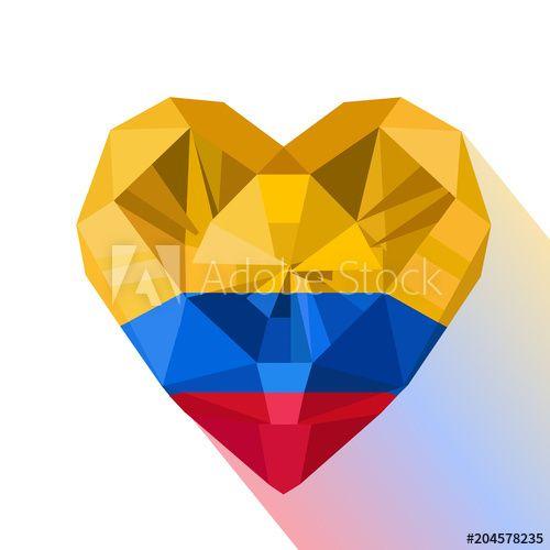 Colombian Logo - Vector crystal gem jewelry Colombian heart with the flag of the ...