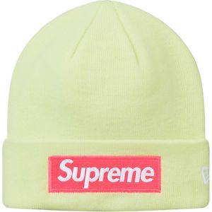 Beanie Supreme Box Logo - Supreme x New Era® Box Logo Beanie Pale Lime / Frozen Yellow AW17