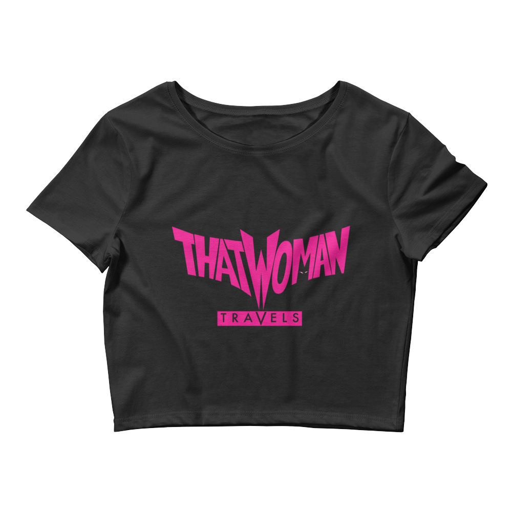 Top Pink Logo - CeeBeeTees & Prints — ThatWoman Travels black crop top pink logo